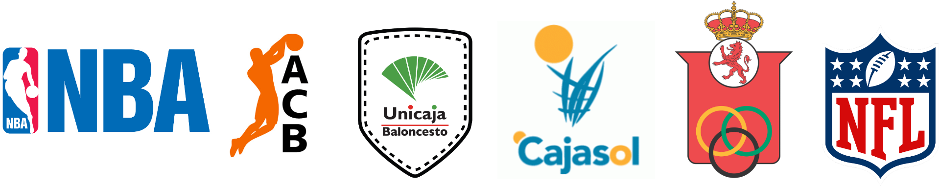Ligas y federaciones: NBA, ACB, Unicaja Baloncesto, Cajasol, RFEA, NFL